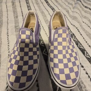 Vans Lavender and Cream Checkered Loafers